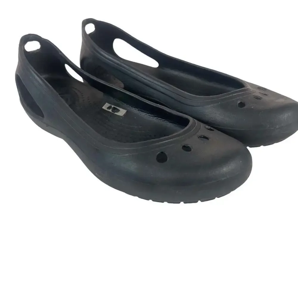Crocs Kadee Malindi Black Ballet Flats Slip On Rubber Comfort Lightweight 7